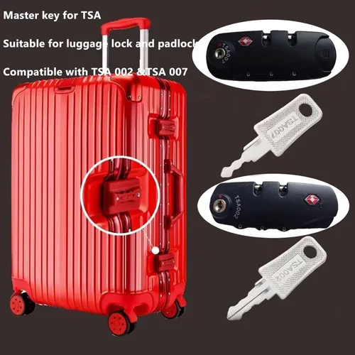 Vista 2 de 2 llaves para TSA007 TSA002 Llave de bloqueo universal Master Maleta Llaves con 2 llaveros para combinaciones de contraseñas olvidadas de cerraduras