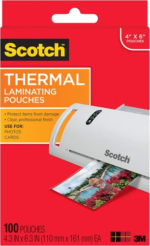 Scotch Bolsas de laminación térmica, 5 mil de grosor para protección adicional, 4.3 pulgadas x 6.3 pulgadas, 100 bolsas (TP5900-100)