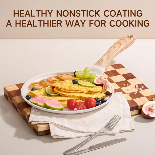 Vista 5 de JEETEE Sartén para Crepes Antiadherente, Comal de 9.5 Pulgadas Comales Para Tortillas para Estufa, Sartén Plana para Panqueques con Revestimiento