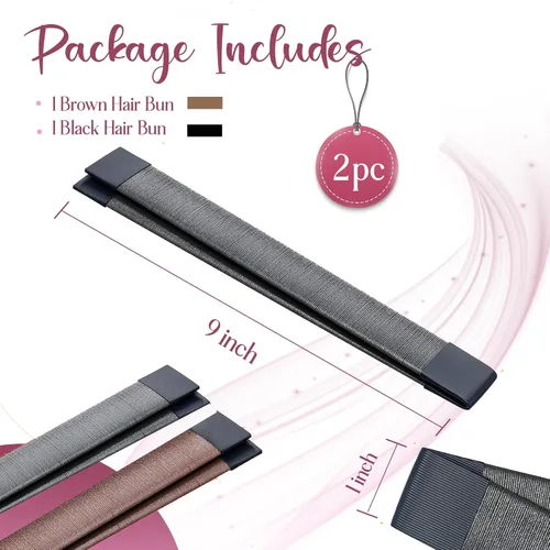 Vista 5 de Accesorio femenino, dos unidades, marrón y negro, de K-Beauty para hacer un moño estilo francés