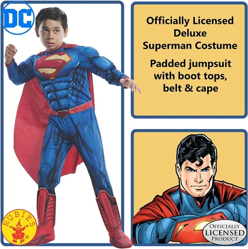 Vista 5 de Rubies DC Comics Superheroes: Superman Costume for Kids, Boy's Large