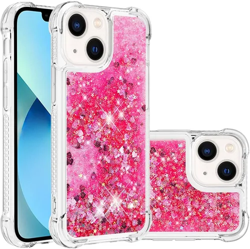 Vista 16 de LEMAXELERS Funda transparente líquida con purpurina para iPhone 15, color love-1