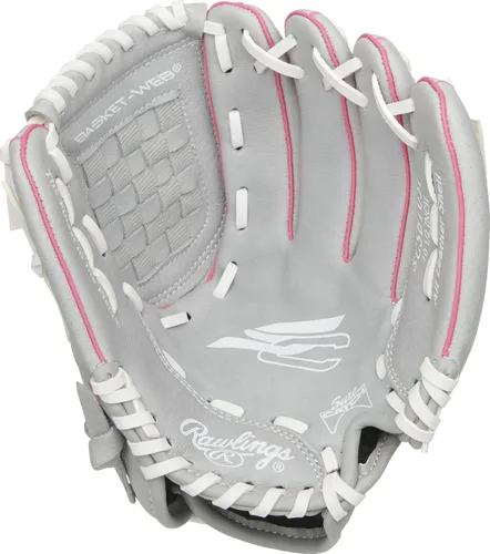 Vista 3 de Rawlings Serie Sure Catch - Guante de sóftbol juvenil Tamaños 10" - 12.5" Múltiples estilos Gris/rosado