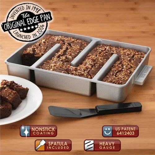 Vista 2 de Molde Baker's Edge para brownie – El Original – revestimiento antiadherente duradero, estructura de aluminio fundido de calibre pesado, 9 x 12