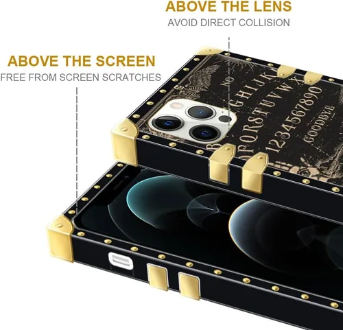 Vista 3 de DAIZAG Case Compatible with iPhone 12,B Witchy Ouija Board Case Luxury Elegant Women Girls Metal Decoration Corner Classic Retro Soft TPU Case for