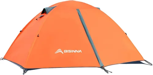Vista 10 de BISINNA Tienda de campaña para 2/4 personas, tienda de campaña ligera para mochileros, impermeable, resistente al viento, dos puertas, fácil