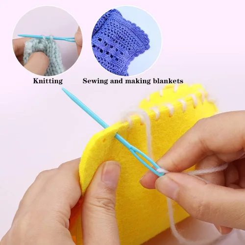 Vista 6 de LUNARM 50 piezas de agujas de coser de plástico, agujas de hilo de plástico de ojo grande con caja, agujas de plástico de 7 cm/2.76 pulgadas