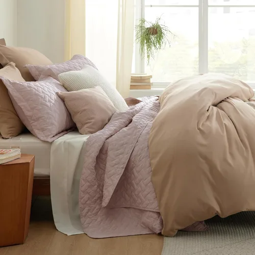 Vista 5 de Bedsure Colchas de tamaño Queen – Colchas ligeras tamaño Queen con patrón de tejido de canasta, ropa de cama suave, edredón de rosa polvorienta