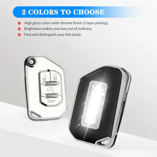 Vista 7 de QBUC Funda para Llavero de Jeep, Protector de Estuche de Llave Plegable con Llavero Compatible con Jeep Wrangler JLU JL Gladiator Rubicon JT