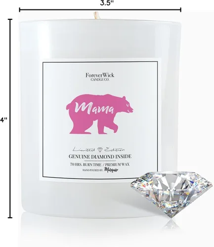 Vista 10 de Vela sorpresa Mama Bear con diamante en el interior, velas Foreverwick, velas de soja perfumadas, regalos para mujeres, cera de vela de aniversario
