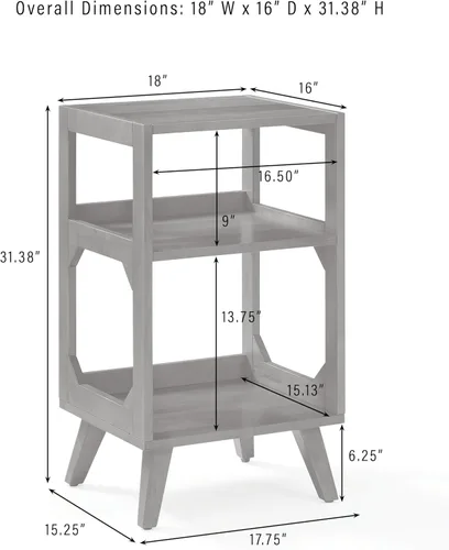 Vista 3 de Crosley Furniture Asheville Mid-Century Modern Media Console - Soporte para tocadiscos, almacenamiento para discos de vinilo, nogal