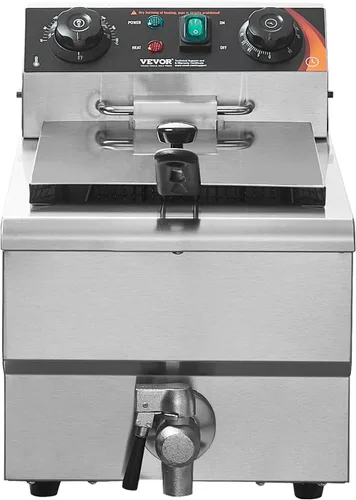 Vista 9 de VEVOR Freidora Profunda Comercial, Freidora Eléctrica de Encimera de 1500W con Cesta, Freidora de Acero Inoxidable de 11.6Qt / 11L de Aceite Único