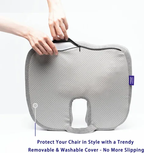 Vista 4 de Cojines de asiento de espuma viscoelástica de alta densidad con infusión de gel para silla de oficina, automóvil, silla de ruedas, cojín de asiento