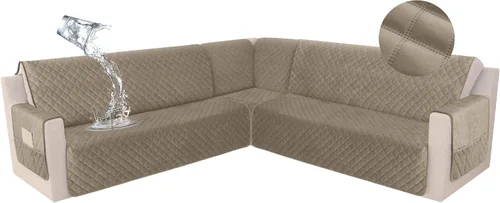 Vista 29 de HDCAXKJ Funda impermeable para sofá modular esquinero, de terciopelo en forma de L, para mascotas y perros, suave, resistente, en forma de U, juego