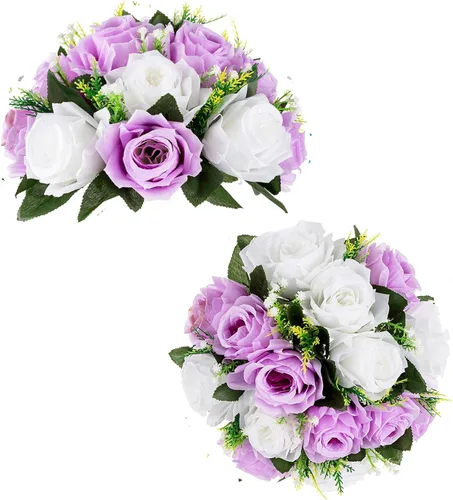 Vista 50 de BLOSMON Bolas de Flores para Bodas, Centros de Mesa de Rosas, 2 Piezas, Flores Artificiales Negras, Bolas Florales Colgantes, Decoración de Arreglos