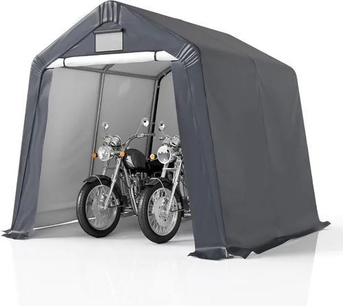 Vista 12 de GARTOO - Refugio portátil independiente para bicicletas al aire libre de 6 x 3 pies - Cobertizo para bicicletas con puerta enrollable y ventana