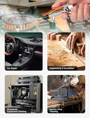 Vista 7 de JASTIND Kit de 4 pistolas de soplado de aire, pistola de soplado de boquilla de aire de conexión de 2 vías con punta de goma y enchufe rápido