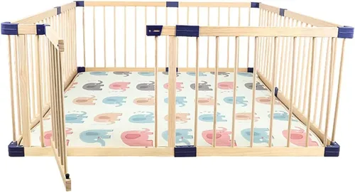 Vista 19 de Jolan Corralito de madera para bebés, valla de bebé con puerta, parque infantil plegable de seguridad, valla para gatear para interiores