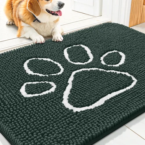 Vista 46 de Smiry Tapete para puerta de perro para patas fangosas, absorbente que atrapa la suciedad, antideslizante, de secado rápido, lavable, tapete
