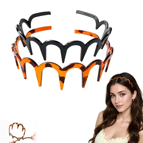 2026 - Diadema de peine de dientes en forma de U, bandas altas de cráneo para cabello de mujer, diademas en zigzag para mujeres, dientes ondulados