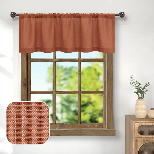 Vista 18 de Pitalk - Cenefa de ventana de lino negro para cocina, bolsillo para barra de 3 pulgadas, semitransparente, estilo bohemio moderno de granja, cenefa