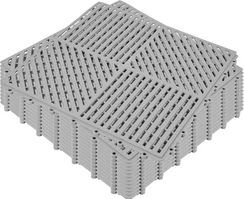 Vista 20 de ToLanbbt Cojín modular entrelazado 8P de 11.8 x 11.8 pulgadas, agujeros de drenaje de goma entrelazados antideslizantes para cubierta, ducha