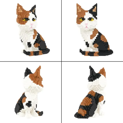 Vista 4 de Larcele Conjunto de animales de bloques de construcción micro para gatos, mini ladrillos de juguete de construcción 3D, 1191 piezas KLJM-05