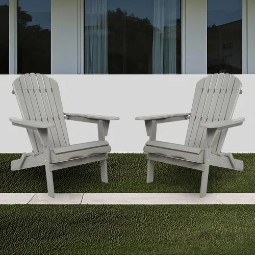 Vista 12 de Silla Adirondack plegable de madera maciza para patio al aire libre, jardín, terraza, salón, cómoda silla de césped de madera con reposabrazos Mesa
