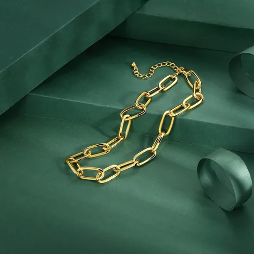 Vista 4 de LANE WOODS Collar y pulsera de cadena de oro para mujer y mujer, juego de joyería de clip de cadena delicada y gruesa