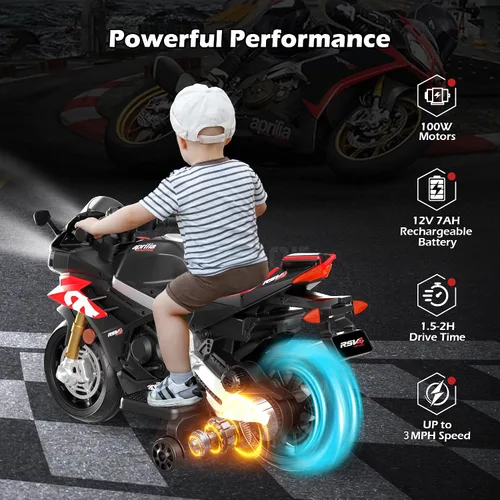 Vista 3 de Motocicleta para niños, motocicleta Aprilia RSV4 con licencia de Negro