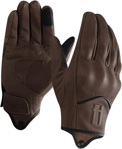 Vista 7 de Harssidanzar Guantes de moto de cuero para hombre, cálidos para invierno con pantalla táctil GM041US
