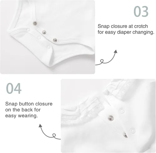 Vista 5 de pureborn MamelucoBody de Algodón Súper Suave para Bebés Niñas y Niños de 0-24 Meses