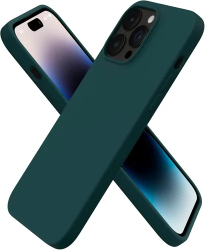 Vista 9 de ORNARTO Funda compatible con iPhone 14 Pro Max de 6.7 pulgadas, silicona líquida delgada de 3 capas con cobertura completa, funda protectora