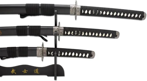 Vista 7 de Snake Eye Tactical Juego de katana samurái de dos tonos de 3 piezas con soporte de espada gratis