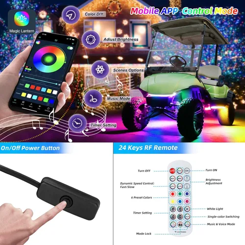 Vista 5 de Roykaw - Kit de luces LED para carrito de golf con iluminación de acento y neón, tira de luces LED para EZGO Yamaha Club Car, millones