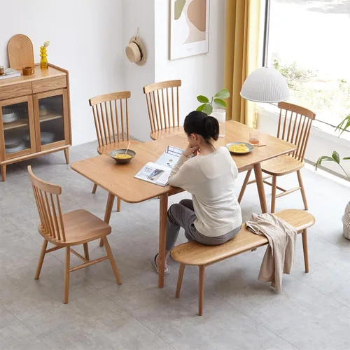 Vista 7 de LLS Banco de madera para interiores, banco de comedor de madera maciza para comedor, entrada, dormitorio, banco de cocina de roble de 39.37