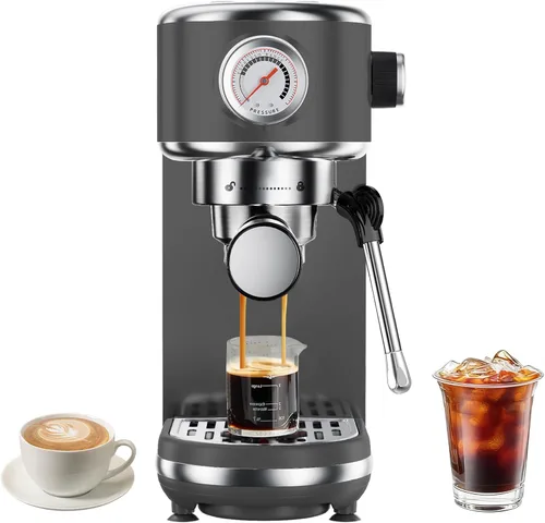 Vista 10 de Máquina de café expreso con espumador de leche, cafetera de espresso a presión de 20 bares, con tanque extraíble de 44 onzas, cafetera compacta