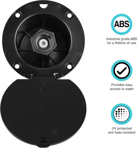 Vista 4 de Dura Faucet DF-SA184-BK RV Exterior Utility Spray Dock Port con conexión rápida (negro)