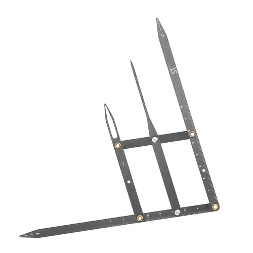 Vista 4 de Herramienta de regla de medición de cejas de acero inoxidable con relación dorada para dar forma precisa a las cejas, brazos y plantillas flexibles