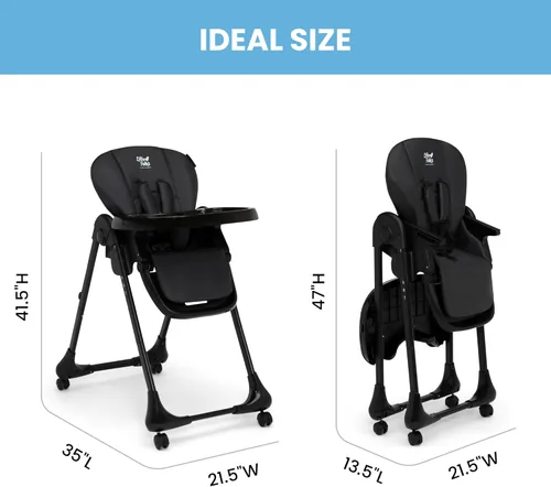 Vista 3 de Little Folks by Delta Children - Silla alta SlimFold 2 en 1 para bebés y niños pequeños, color negro