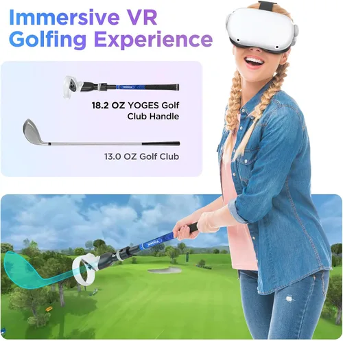 Vista 4 de YOGES VR Golf Club Handle Attachment Compatible with Oculus Quest 3 Quest 2, Golft Golf Club Handle Accessories Compatible with Golf +, Golf 5