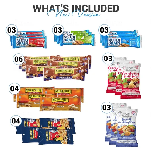Vista 2 de Snacks saludables, paquete de regalo de variedad de surtido mixto premium de 67 unidades y caja de aperitivos saludables – Ideal para el hogar