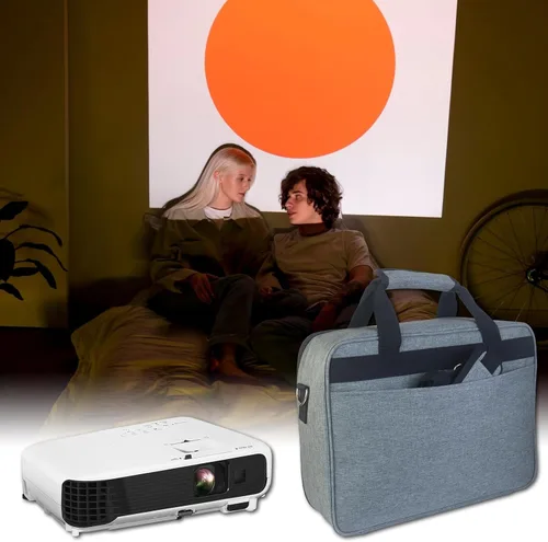 Vista 7 de Funda de transporte para proyector, bolsa para proyector con bolsillos de almacenamiento para accesorios y correas de hombro ajustables, bolsa