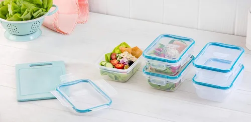 Vista 5 de Snapware Total Solution - Juego de 5 recipientes de plástico (3 tazas) para almacenamiento de alimentos, tapas de bloqueo herméticas y a prueba