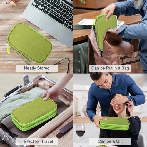 Vista 392 de FYY Organizador para accesorios electrónicos, para viajes, para cables, celular y cargadores, estuche portátil, impermeable, doble capa, bolsa