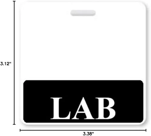 Vista 8 de LAB Badge Buddy Insignia horizontal resistente para trabajadores de laboratorio Tarjetas a prueba de derrames y rasgaduras 2 caras impresas