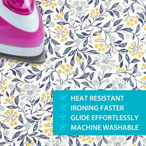 Vista 3 de Seiritex Funda para tabla de planchar de sobremesa de 12 x 32 pulgadas, funda para tabla de planchar pequeña de 3 capas, acolchado grueso Flora