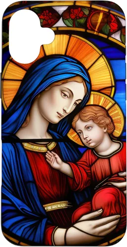 Vista 22 de Blessed Virgin Mary and Jesus Christ Stained Glass Case for iPhone 16