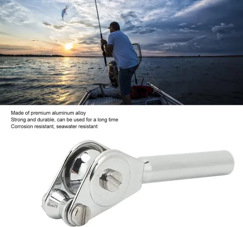 Vista 2 de HERCHR Guía de rodillo de pesca de aleación de aluminio Punta superior caña de pescar caña de pescar doble polea Guía de punta de varilla para barco