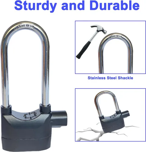 Vista 4 de Bloqueo de alarma de haz cruzado largo 110dba Sistema de bloqueo de alarma de seguridad universal antirrobo para motor de puerta Candado